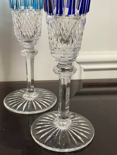 6 SAINT LOUIS CRYSTAL CHAMPAGNE FLUTES MODEL TOMMY H: 20.5