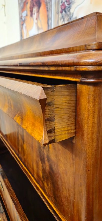 Sekretär / scriban Epoche Bieidermeier aus geflammtem Mahagoni - 19. Jahrhundert