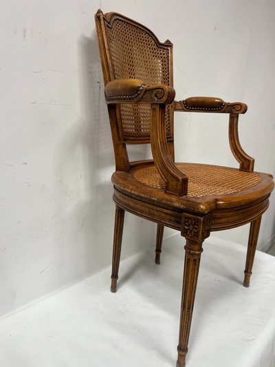 Louis XVI style office armchair in stained beech