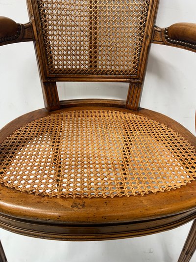Louis XVI style office armchair in stained beech