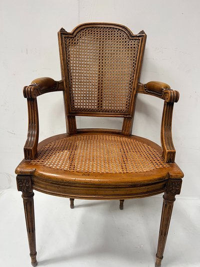 Louis XVI style office armchair in stained beech