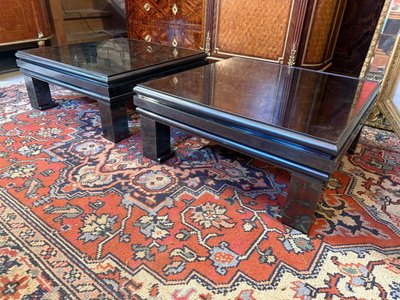 PAAR SOFASPITZEN AUS SCHWARZEM METALL AUS DEN 1970ER JAHREN
