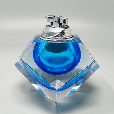 1960er Jahre Atemberaubendes blaues Tischfeuerzeug aus Murano-Sommerglas von Flavio Poli für Seguso
