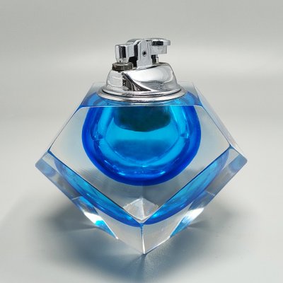 1960er Jahre Atemberaubendes blaues Tischfeuerzeug aus Murano-Sommerglas von Flavio Poli für Seguso