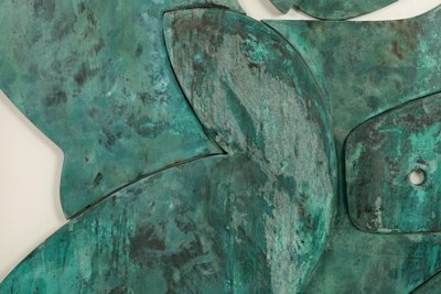 Bas-relief panel “Sortez du cadre!” in weathered wood. Contemporary LS67613002
