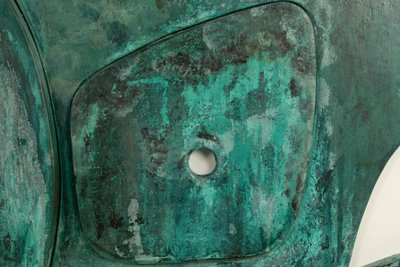Bas-relief panel “Sortez du cadre!” in weathered wood. Contemporary LS67613002