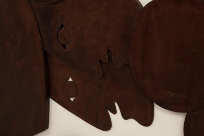 Flachrelieftafel "Die Zwillinge" aus patiniertem Holz. Zeitgenössisch LS67863003