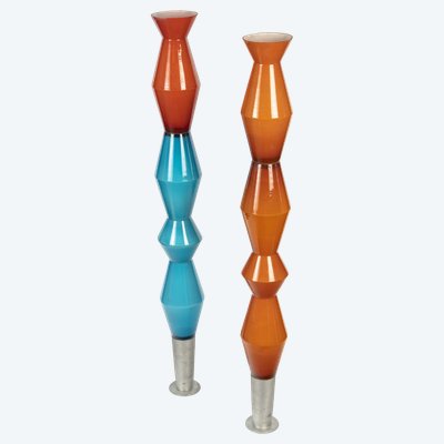 Paire de sculptures totems, années 1980