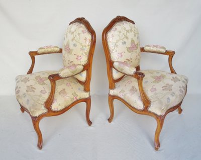 Pair of Louis XV style armchairs.