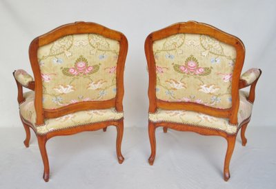 Pair of Louis XV style armchairs.