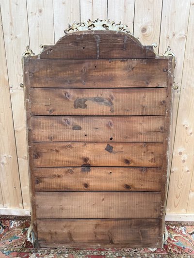 Specchiera Napoleone III in legno e stucco dorato