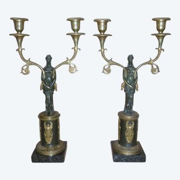 Pair Of Empire Candleholders