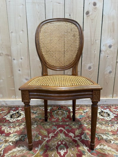 Suite of 6 Louis XVI medallion chairs in canework