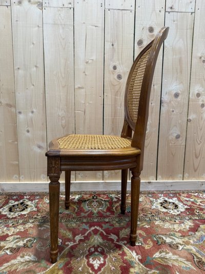 Suite of 6 Louis XVI medallion chairs in canework