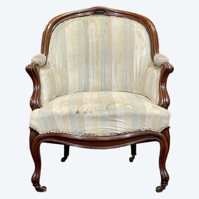 Bergère Napoléon III en acajou fin XIXème à retapisser