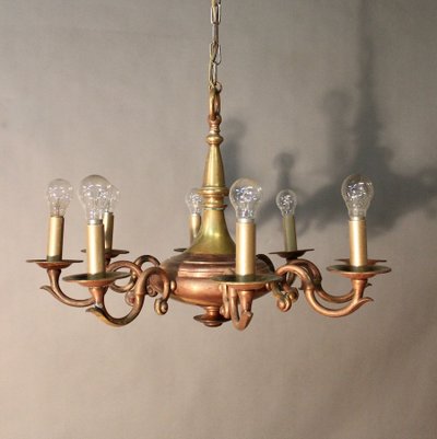 Double patinated bronze chandelier with 8 light arms