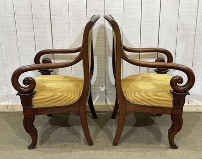 Paire de fauteuils à crosses 19ème en acajou