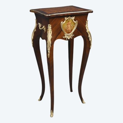 Small Marquetry Work Table, Louis XV style – Late 19th century