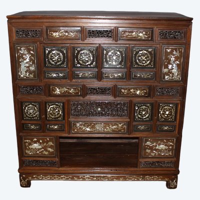 Cabinet Indochinois en Marqueterie de Nacre fin XIX