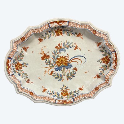 Antico piatto vassoio manifattura Ferniani, Faenza, terzo quarto del XVIII sec, 38x29. 