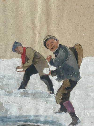 Kinder und Schneebälle