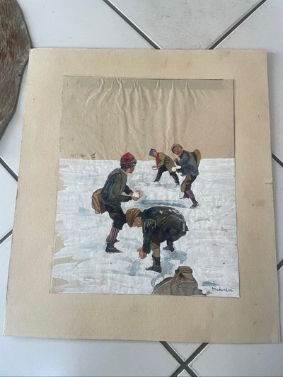 Kinder und Schneebälle