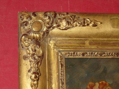 Bouquet De Roses, Peinture époque fin 19ème.