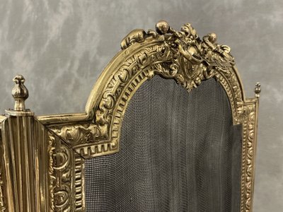 antique brass fireplace screen from the 19th century