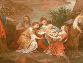 "Mosè salvato dalle acque" olio su tavola