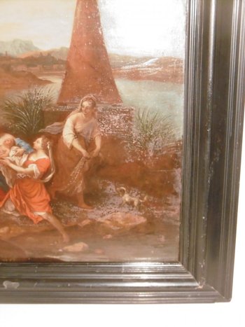 "Mosè salvato dalle acque" olio su tavola