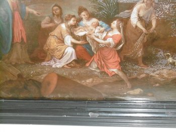 "Mosè salvato dalle acque" olio su tavola
