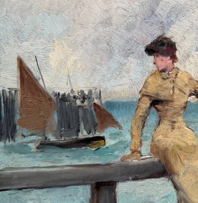 Alfred Stevens (1823-1906) Attributed to - Elegant Woman with Parasol, circa 1870