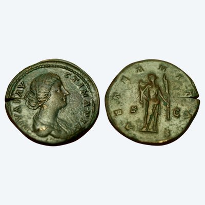 Rare sesterce posthume de Faustine II — certificat d’authenticité