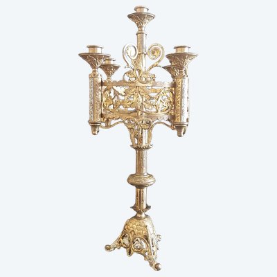 Grand candélabre d'église en bronze, XIXème