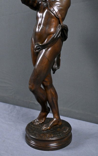 Important bronze sculpture "Faun playing with a kid" signed Gumery – second half of the 19th century