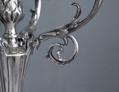 Paire de Candélabres en Bronze Argenté, style Louis XVI – Fin XIXe