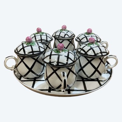 Servizio da crema in porcellana Delvaux, rue Royale, Parigi, fine XIX secolo.