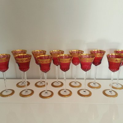 Saint Louis Red Crystal Roemer  Thistle Gold Model