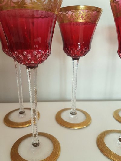 Saint Louis Red Crystal Roemer  Thistle Gold Model