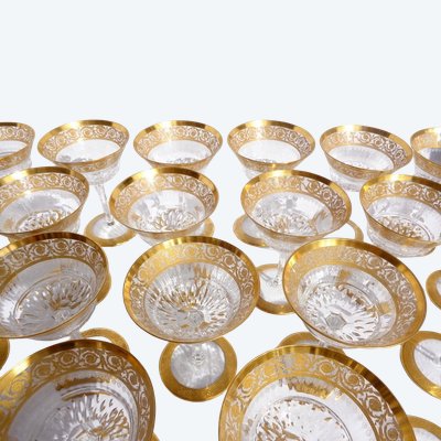 Coppa da champagne singola in cristallo di Saint Louis, modello Thistle Oro