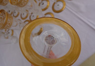 Saint Louis Crystal Flute, "Thistle" Model, Gold, in Perfect Condition