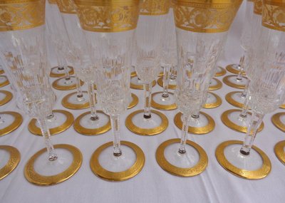 Saint Louis Crystal Flute, "Thistle" Model, Gold, in Perfect Condition