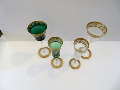 4er-Set Gläser in Grün, „Saint Louis Thistle“, Gold, Kristall