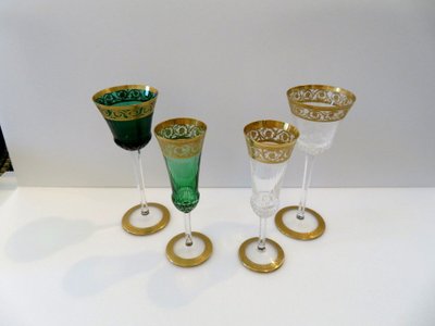 4er-Set Gläser in Grün, „Saint Louis Thistle“, Gold, Kristall