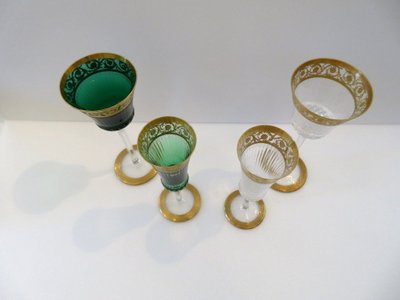 4er-Set Gläser in Grün, „Saint Louis Thistle“, Gold, Kristall
