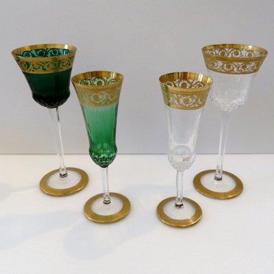 4er-Set Gläser in Grün, „Saint Louis Thistle“, Gold, Kristall