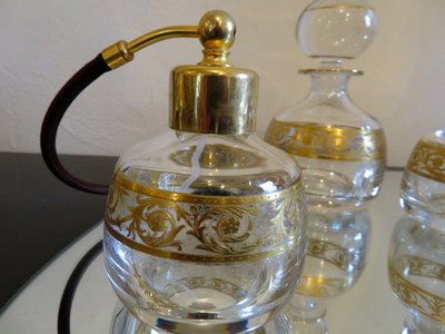 Saint Louis Thistle Gold Crystal Perfume-Style Beauty Set
