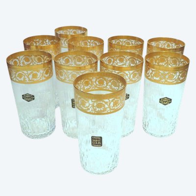 1 Chope Haute 14cm Saint Louis St Louis Thistle Or Cristal Signé