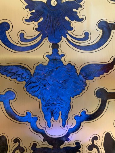 Louis XIV window in 18th century Boulle marquetry