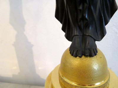 Pair De Candélabres Victoires Ailées En Bronze époque Empire 60cm